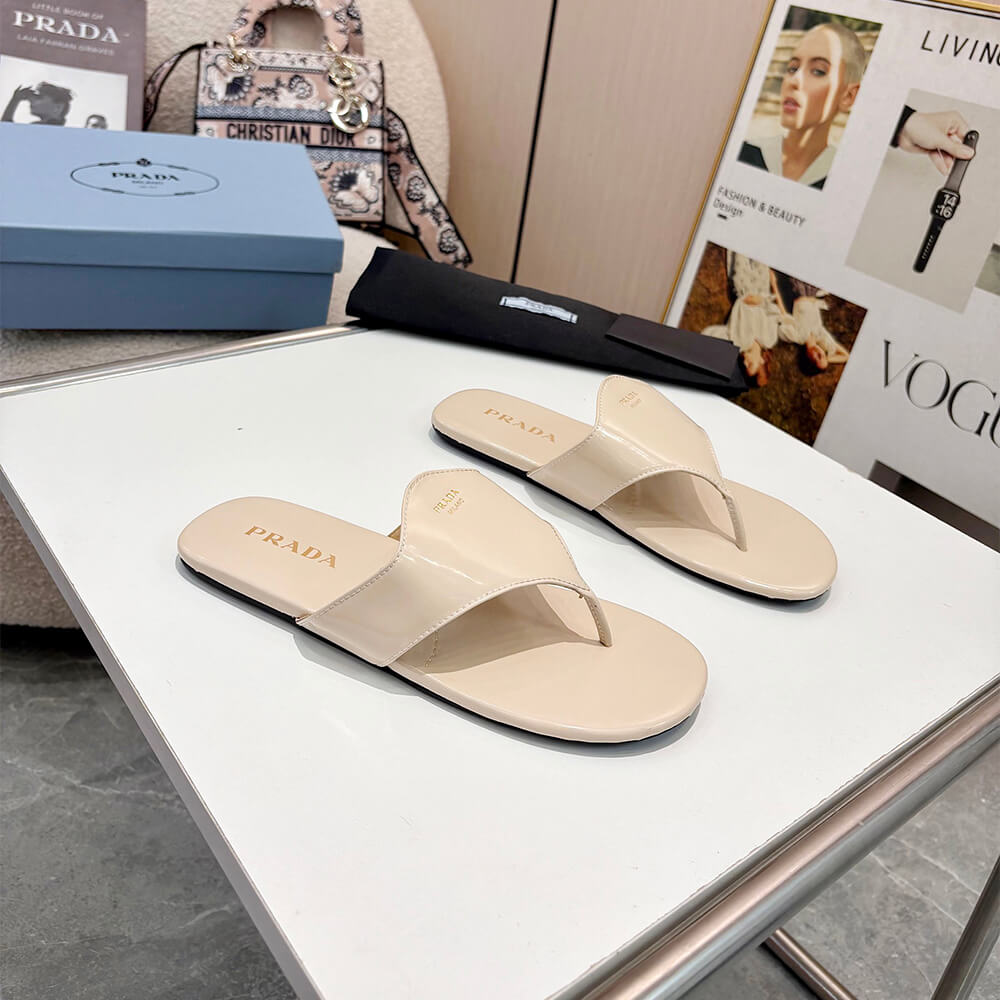 Prada Brushed leather thong sandals